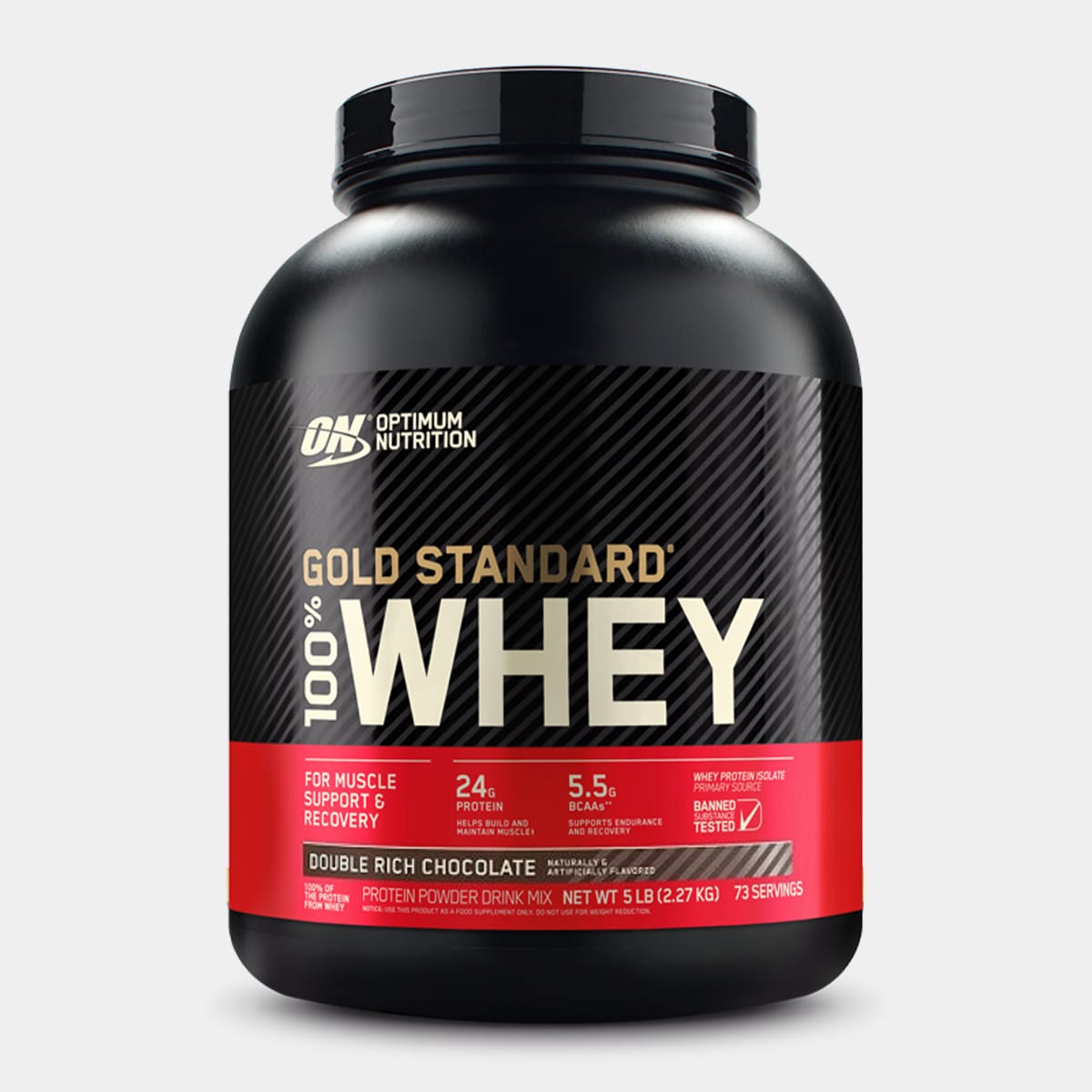 Gold Standard 100 Percent Whey Protein Powder, Muscle Recovery, Double Rich Chocolate, 5 lbs